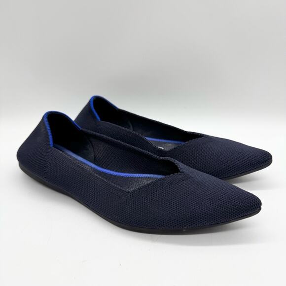 Rothy's The Point Womens Textile Pointed Toe Ballet Flats Slip On Shoes Navy 7.5 - Picture 3 of 14